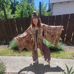 Hand dyed GOLD crushed velvet cape